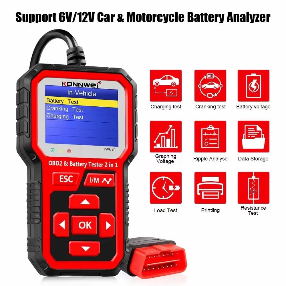 OBD2-Diagnosescanner KW681 mit Batterietester – Produktbild 5