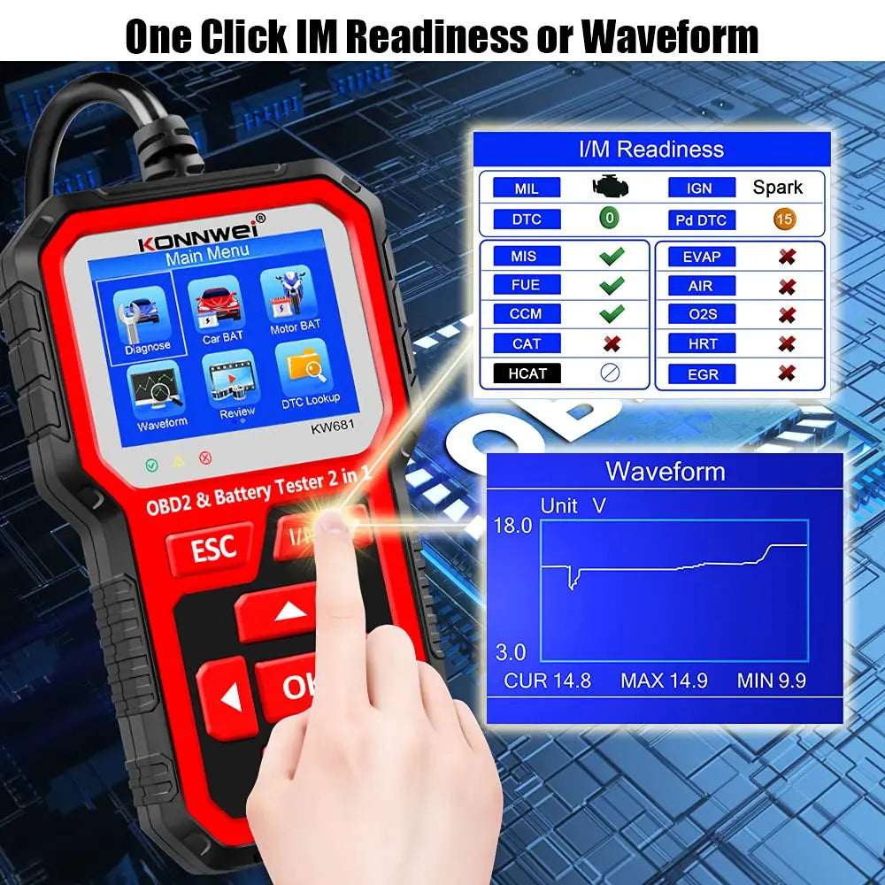 OBD2-Diagnosescanner KW681 mit Batterietester – Produktbild 3